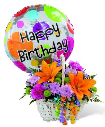 Best Wishes Bouquet with  balloon in Derby, CT | THE PETAL PUSHER FLORIST
