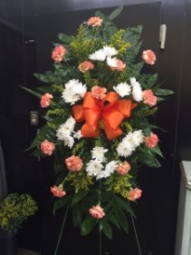 BF Carnation/ Mum Spray Orange Funeral Flower
