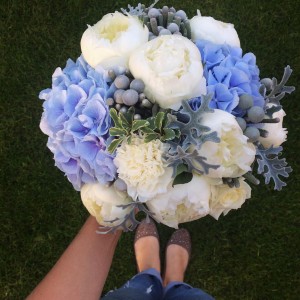 Big classic white blue bouquet Wedding