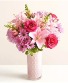 Big Hugs for Mom! In Pink textured Vase w/ Gold Rim