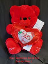Big Red Bear with Box of Roses 