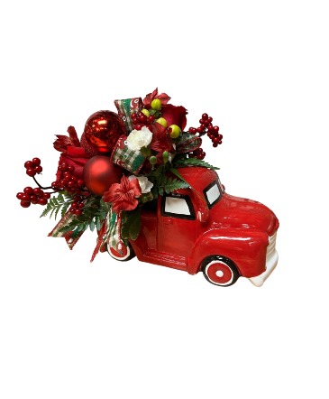 Big Red Truck Christmas Fresh florals and Big Red Truck in Oakland, TN | TWIGS-N-THINGS