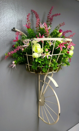 bike with silk flower Wall Decor
