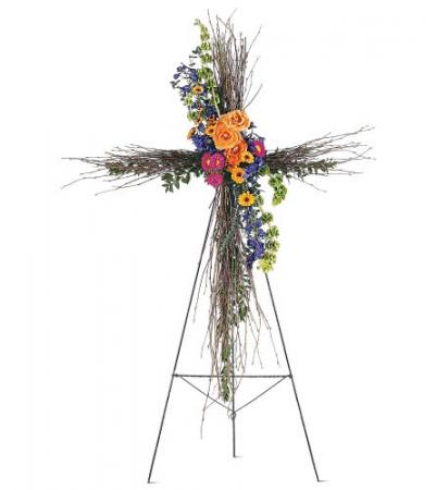Birch Compassion Cross Funeral Easel