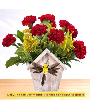 Bird House Blooms  Bird House Wooden Box Arrangement