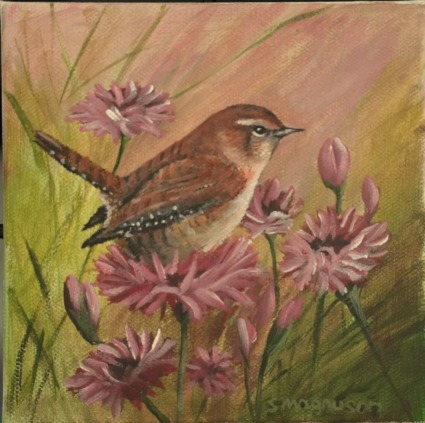 Bird on a Bloom  Acrylic on Canvas 