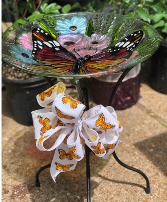 Birdbath- small Stained Glass Butterfly - monarch 