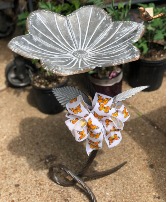Birdbath- Metal Blossom Bowl  with Bird 