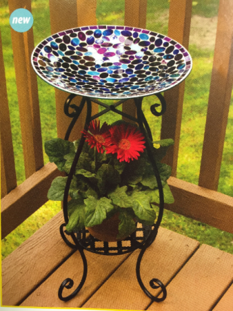 Birdbath with Iron Stand
