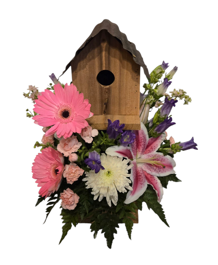Birdhouse With Flower Planter  
