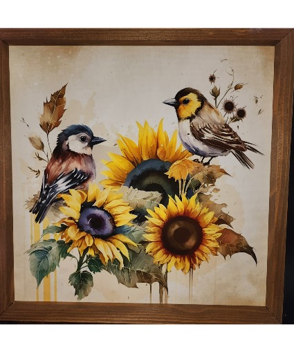 Birds and Flowers Art Wooden Framed Painting