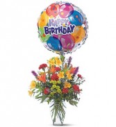 Birthday Balloon and Bouquet TF42-1 Fresh Floral Vase