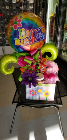 Birthday Bash Box Candy Box with Balloons and stuffed animal