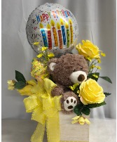 Birthday Bear Bundle Yellow Silk Flowers