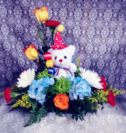 Birthday Bear Floral Design