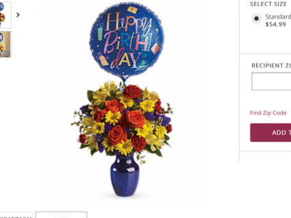 Fly away birthday Vase with colorful flowers