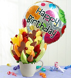 Birthday Bonanza Fresh Fruit Bouquet With Balloon