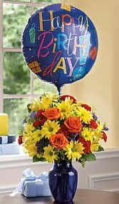 Birthday Bouquet with Mylar Balloon Arrangement