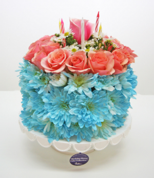 BIRTHDAY CAKE OF FLOWERS ROUND 