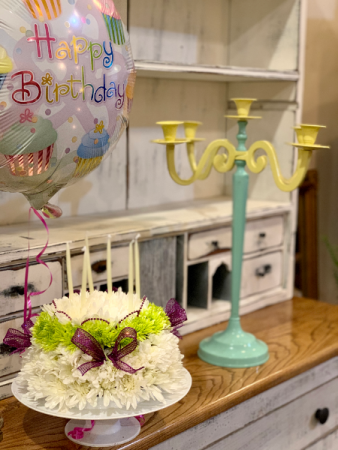 Birthday Cake with Birthday Mylar Fresh Birthday Cake complete with candles and Balloon
