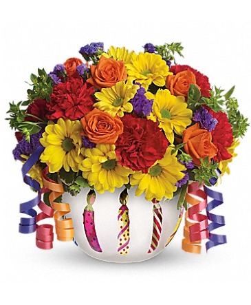 BIRTHDAY CELEBRATION BOWL FLOWER ARRANGEMENT in Hampstead, NC | Surf City Florist BIRTHDAY CELEBRATION BOWL FLOWER ARRANGEMENT in Hampstead, NC | Surf City Florist