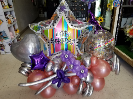 Birthday Chrome Comfetti Balloon Bouquet **NEED TO ORDER 2 DAYS BEFORE DELIVERY DATE
