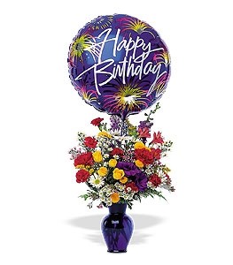 Birthday Fireworks Birthday Flowers including 1 Mylar Balloon. in Katy, TX | KD'S FLORIST & GIFTS