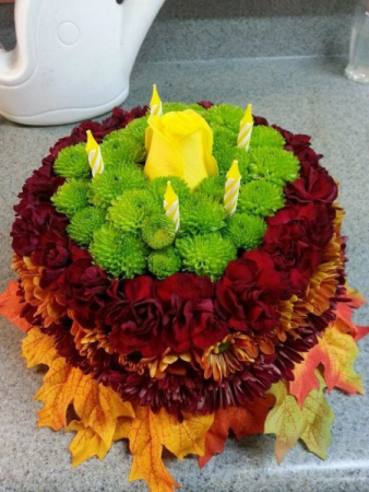 Birthday Flower Cake - Fall Wishes Arrangement