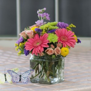 Birthday Gerbera Gala Cube Arrangement