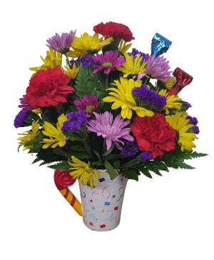 Birthday Mug Wishes FHF-B223 Fresh Flower Keepsake local only