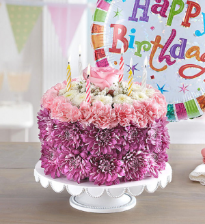 BIRTHDAY WISHES FLOWER CAKE (balloon included) in Dearborn, MI | LAMA'S FLORIST BIRTHDAY WISHES FLOWER CAKE (balloon included) in Dearborn, MI | LAMA'S FLORIST