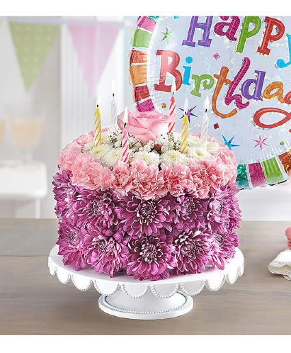 Birthday Wishes Flower Cake  Pastel 