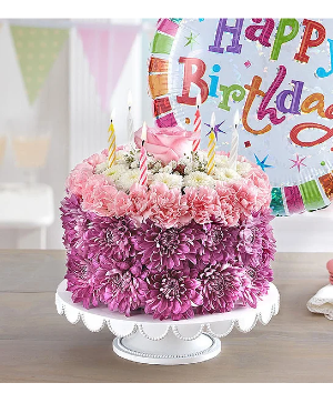 Birthday Wishes Flower Cake - Pastel