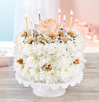 Birthday Wishes Flower Cake™ Sweetness Arrangement