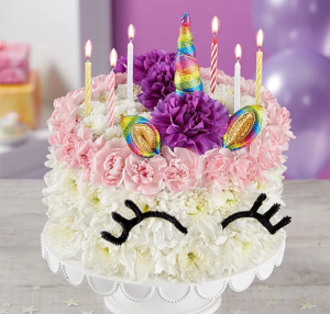 Birthday wishes flower cake unicorn  