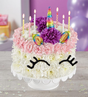 Birthday Wishes Flower Cake® Unicorn birthday flowers