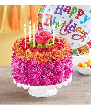 Birthday Wishes Flower Cake Vibrant 