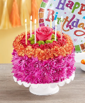 Birthday Wishes Flower Cake Vibrant 