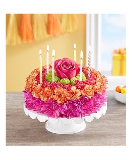 Birthday Wishes Flower Cake Vibrant Birthday Flowers