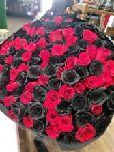 black and red rose bouq 200 roses 100 roses 299.99