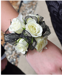 Black and White Corsage Fresh Flower 