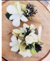 Black And White Orchid Wrist Corsage 