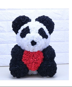 Black and White Panda Rose Bear 