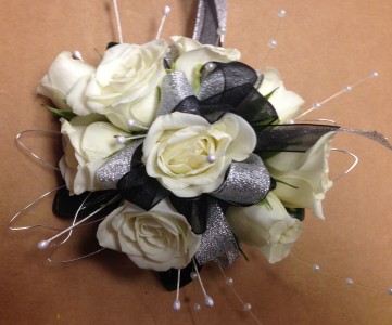 Black and white sparkle night prom flowers