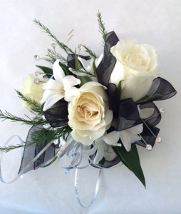 Black and White wrist corsage Weddings and Prom