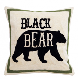 Black Bear Chain Stitch Pillow 