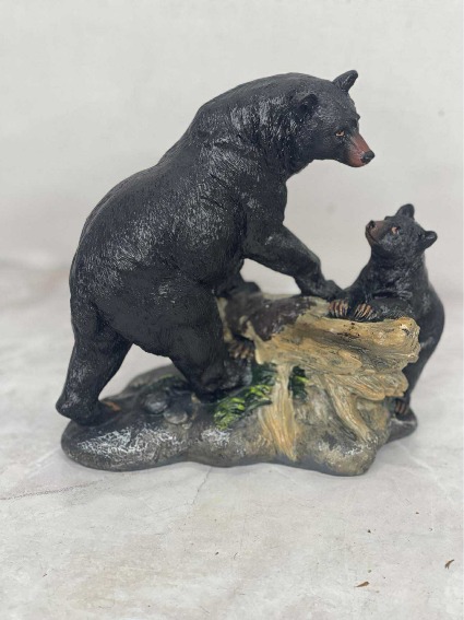 BLACK BEAR WITH CUB  FIGURINE 
