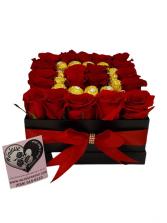 Black Box  Romantic arrangement with roses