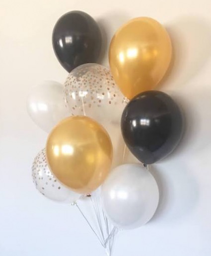 Black & Gold NYE Balloon Bouquet