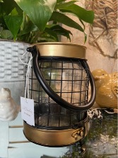 Black lantern with Brass Accents Home Decor 